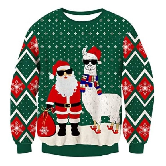 None Other - Ugly christmas sweater santa and llama size large